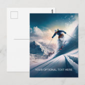 Aangepaste tekst Mountain Skier Briefkaart (Voorkant / Achterkant)