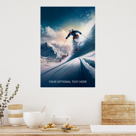 Aangepaste tekst Mountain Skier Poster (Keuken)