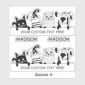 Aangepaste tekst & naam Schattige Cats & Dogs Sticker (Vel)
