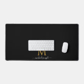 Aangepaste tekst naam script monogram zwart goud e bureaumat (Keyboard & Muis)