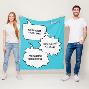 Aangepaste tekst & naam Spraakbubbels Fleece Deken