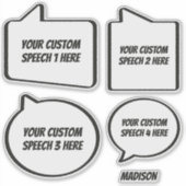 Aangepaste tekst & naam Spraakbubbels Sticker (Voorkant)