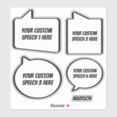 Aangepaste tekst & naam Spraakbubbels Sticker (Vel)