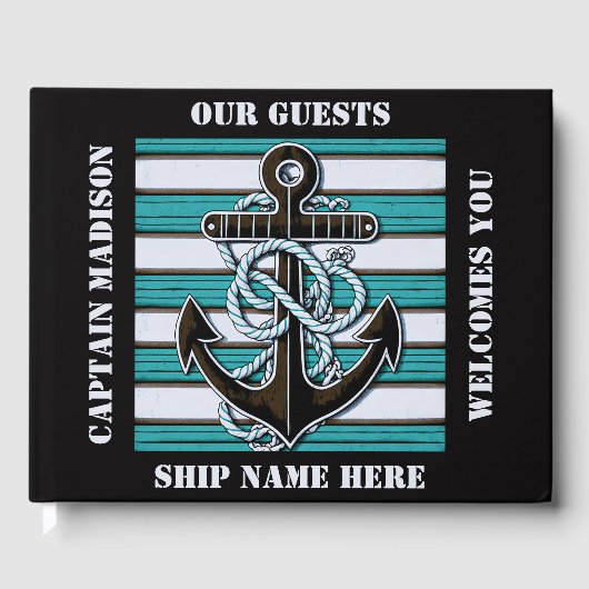 Aangepaste tekst nautisch anker gastenboek (Voorkant)