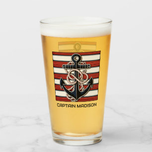 Aangepaste tekst nautisch anker glas