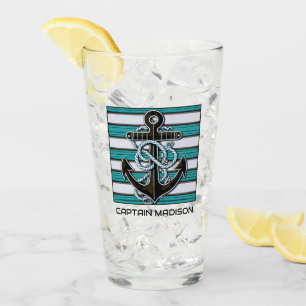 Aangepaste tekst nautisch anker glas