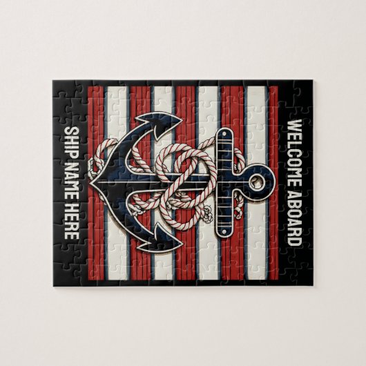 Aangepaste tekst nautisch anker legpuzzel (Horizontaal)