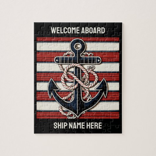 Aangepaste tekst nautisch anker legpuzzel (Verticaal)