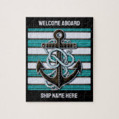 Aangepaste tekst nautisch anker legpuzzel (Verticaal)