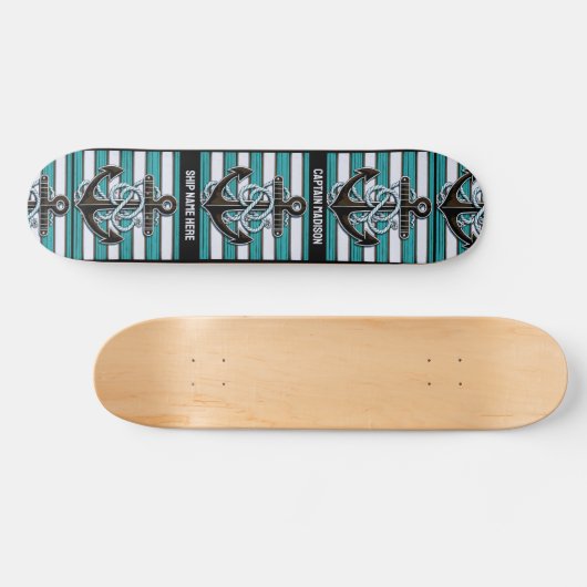 Aangepaste tekst nautisch anker skateboard (Horizontaal)