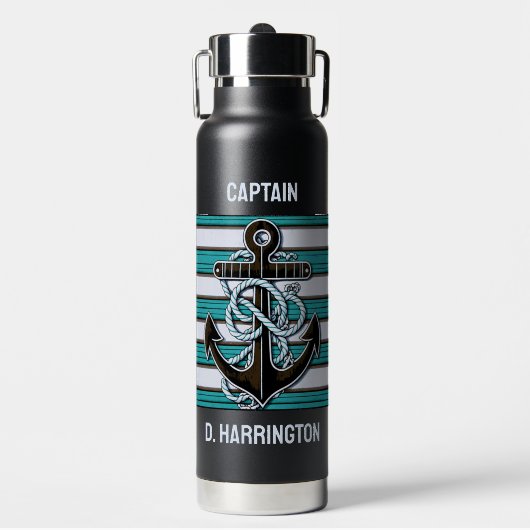Aangepaste tekst nautisch anker waterfles (Voorkant)