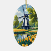 Aangepaste tekst Nederland Windmolens Keramisch Ornament (Rechts)