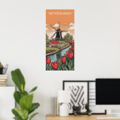Aangepaste tekst Nederland Windmolens Poster (Thuiskantoor)