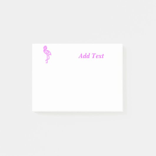 Aangepaste tekst neon roze flamingo business logo post-it® notes (Voorkant)