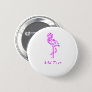 Aangepaste tekst neon roze flamingo business logo ronde button 5,7 cm