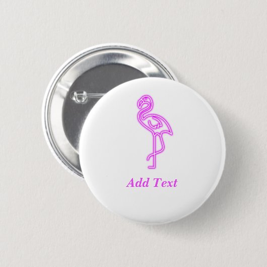 Aangepaste tekst neon roze flamingo business logo ronde button 5,7 cm (Voorkant /achterkant)