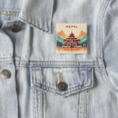 Aangepaste tekst Nepal Vierkante Button 5,1 Cm (In situ)