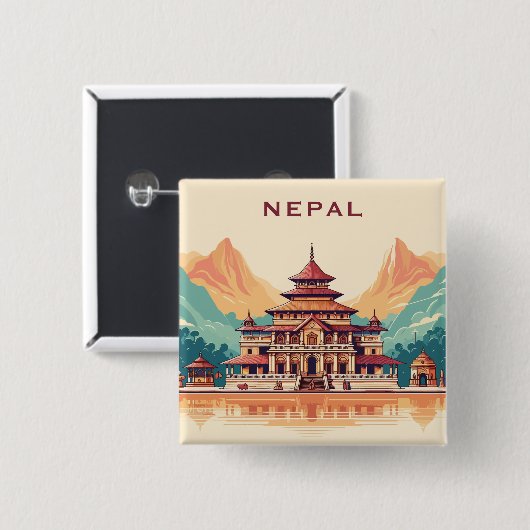 Aangepaste tekst Nepal Vierkante Button 5,1 Cm (Voorkant /achterkant)