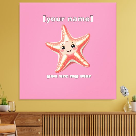 Aangepaste tekst of naam Starfish Design Canvas Afdruk (Insitu (Woonkamer))