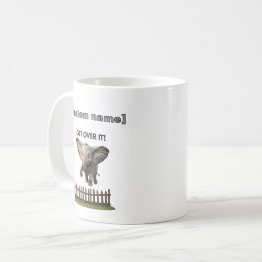 Aangepaste tekst of naam Vliegende olifant Mok (Voorkant links)