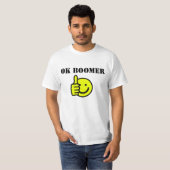 Aangepaste tekst OK Boomer Yellow Happy Face duikt T-shirt (Voorkant volledig)
