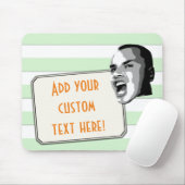 Aangepaste tekst op pasteelgroene strepen muismat (Met muis)