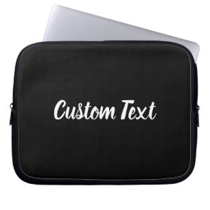 Aangepaste tekst op zwart met wit script laptop sleeve