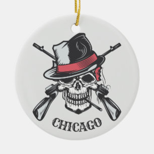 Aangepaste tekst ornament schedel en Pistolen