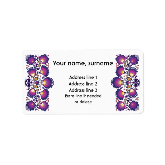 Aangepaste tekst Paarse Poolse folklore Wycinanki Etiket (Voorkant)