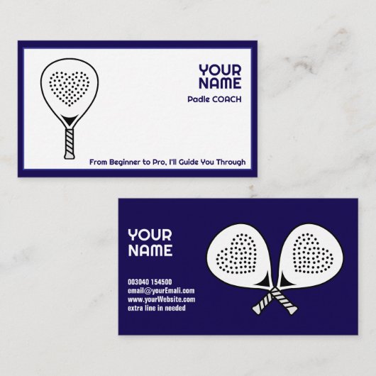 🎾Aangepaste tekst, Padel Coach Visitekaartje (Voorkant / Achterkant)