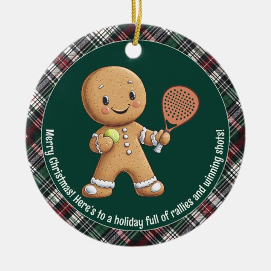 🎾🎄Aangepaste tekst, Padel Powered Christmas Keramisch Ornament (Voorkant)