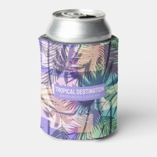 Aangepaste tekst palm Trees Patroon Blikjeskoeler (Blikje Achterkant)