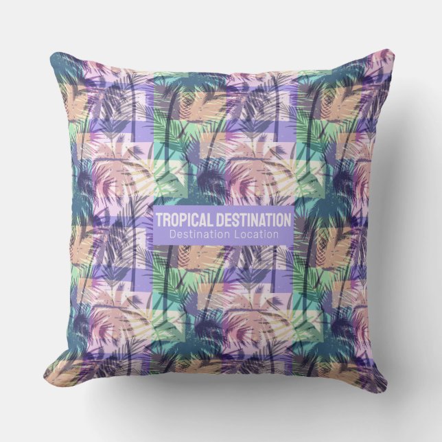 Aangepaste tekst palm Trees Patroon Kussen (Voorkant)