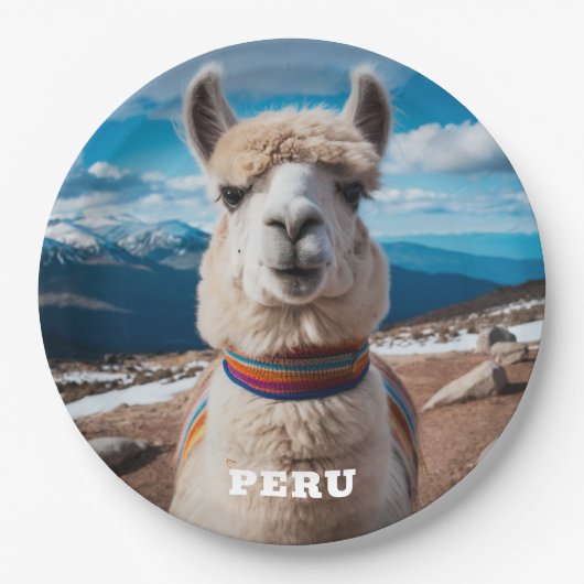 Aangepaste tekst Peru Llama Papieren Bordje (Voorkant)