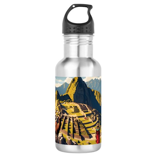 Aangepaste tekst Peru Machu Picchu Waterfles (Voorkant)
