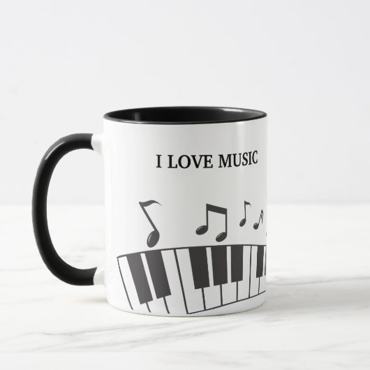 Aangepaste tekst Piano Toetsenbord Notities Mok (Links)