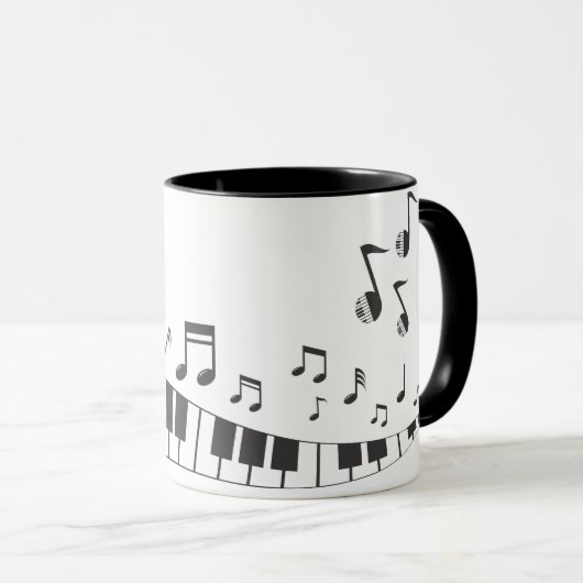Aangepaste tekst Piano Toetsenbord Notities Mok (Voorkant rechts)