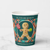 Aangepaste tekst Pickleball Gingerbread Chee Papieren Bekers (Achterkant)