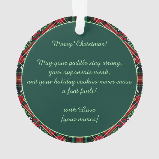 Aangepaste tekst, Pickleball Gingerbread Cheer Ornament (achterkant)