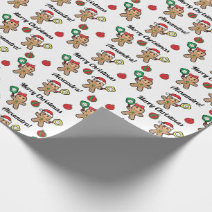 Aangepaste tekst Pickleball Gingerbrood mensen die Cadeaupapier