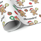 Aangepaste tekst Pickleball Gingerbrood mensen die Cadeaupapier (Rol Hoek)