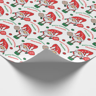 Aangepaste tekst Pickleball Merry KerstmisWrapp Cadeaupapier