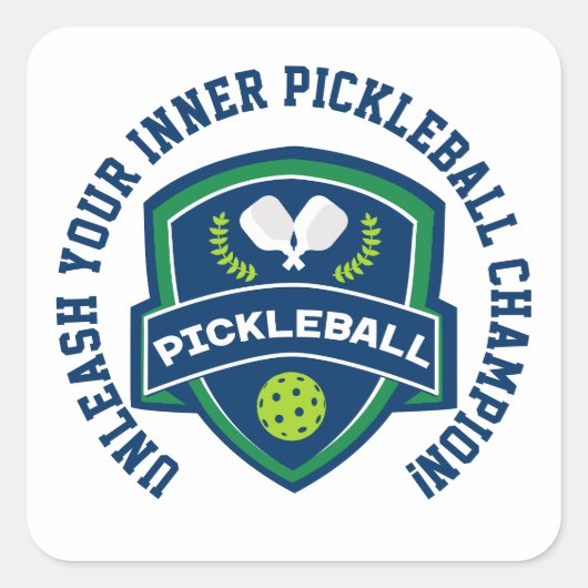 Aangepaste tekst Pickleball Vierkante Sticker (Voorkant)