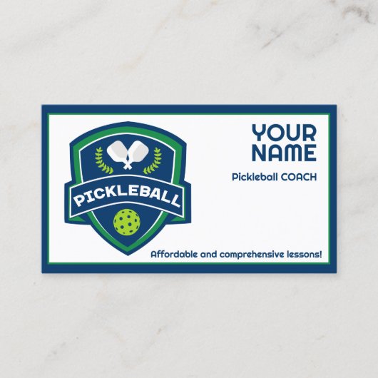 Aangepaste tekst Pickleball wit en groen Visitekaartje (Voorkant)