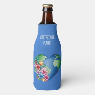 Aangepaste tekst Planet Earth Heart Flesjeskoeler