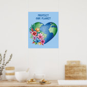 Aangepaste tekst Planet Earth Heart Poster (Keuken)