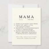 Aangepaste tekst Pools Mum Kaart - MAMA Definition (Voorkant)