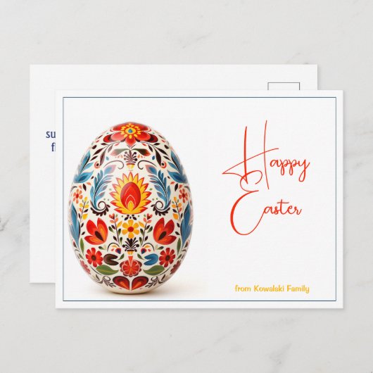 Aangepaste tekst Poolse Folklore Enchantment Pasen Briefkaart (Voorkant / Achterkant)