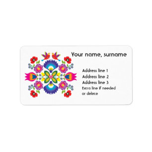 Aangepaste tekst Poolse folklore Wycinanki Etiket