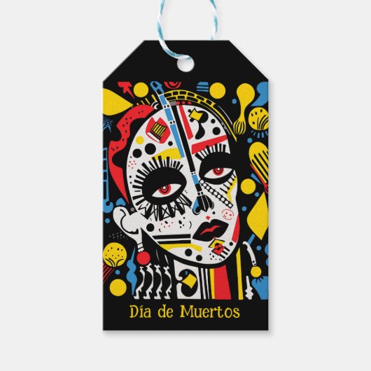 Aangepaste tekst 💀 Pop Art Calavera Cadeaulabel (Voorkant)